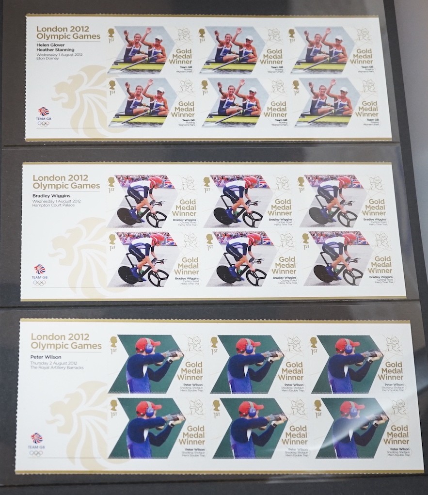 Two albums of world stamps, including Britain and Commonwealth George V to QEII, mostly used and an album of 2012 Olympics and Paralympics minisheets and First Day Covers